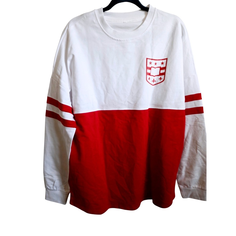 WashU Spirit Jersey L Long Sleeve Shirt White Red Colorblock Mens Large